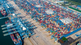 電動(dòng)搬運(yùn)車見證集裝箱碼頭繁忙場景